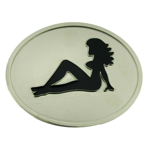 Trucker Mud Girl Flap Belt Buckle Sexy Pinup Belt Buckle Silver Chrome Black New