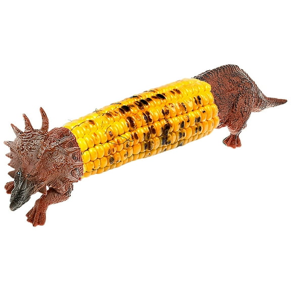 Grusce Dinosaur Style Corn Cob Holder, Reusable Multipurpose Barbecue Twin Pin with Stainless Steel Prong for BBQ Picnic