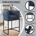 thumbnail image 6 of CRERIYO 26" Counter Height Bar Stools Set of 3, Chenille Upholstered Modern Barrel Bar Chairs with Metal Frame, Blue, 6 of 6