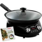 Nuwave Mosaic Induction Wok, Precise Temp Controls 100F-575F in 5F, Wok Hei, 3 Wattage 600, 900 & 1500, Authentic 14-inch Carbon Steel Wok & Cookbook Included