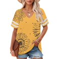 thumbnail image 2 of Delayuji Plus Size V Neck T Shirts Women Short Sleeve Tops Casual Summer Tshirts Loose Fit Tee Yellow Xxxxl Polyester,Spandex Short Sleeve Shirts for Women, 2 of 4
