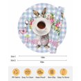 thumbnail image 6 of 15 Inch Round Placemats Set of 6, Easter Bunny Non Slip Heat Insulation PP Table Mats, Cute Rabbits Spring Daisy Flowers Blue Plaid Washable Place Mats for Kitchen Dining Party Table Decor, 6 of 7