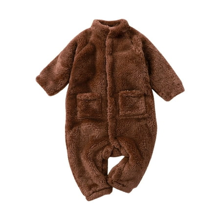 

atinetok Kids Clothes Winter Infant Toddler Baby Sleeve Print Plush Romper Jumpsuit Casual Elegance Suitable for Any Occasion Durables Fabric for Long-Lasting Use Attending Cultural or Social Events
