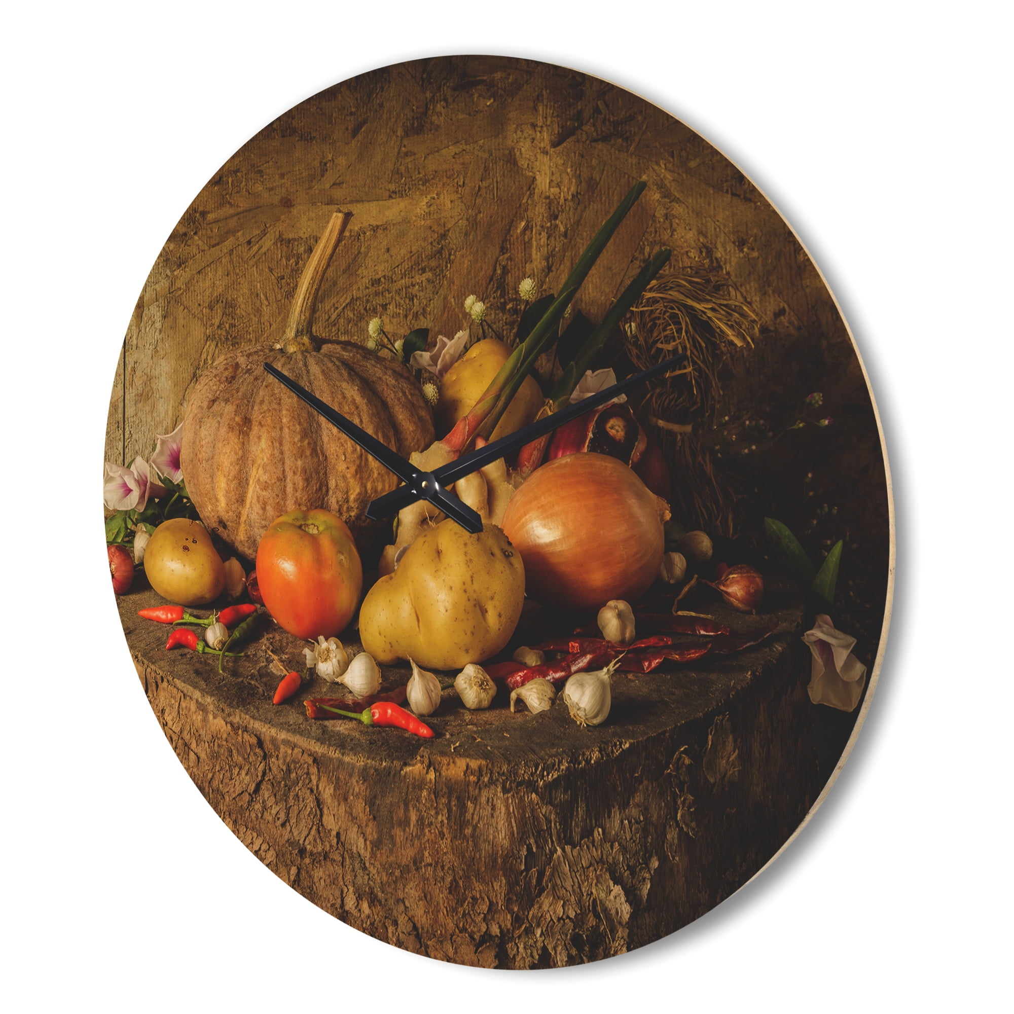 Designart 'Fruits and Vegetables' Modern Wood Wall Clock