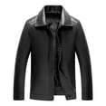 thumbnail image 4 of Men's Faux Leather Bomber Jacket Motorcycle Lapel Asymmetric Zip Up Slim Fit Biker Coat Thickening Parka with Pocket, 4 of 7