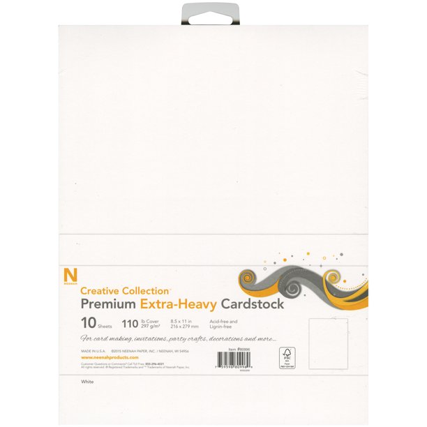Neenah Heavyweight 110lb Cover Cardstock 8.5"X11" 10/PkgSolar White