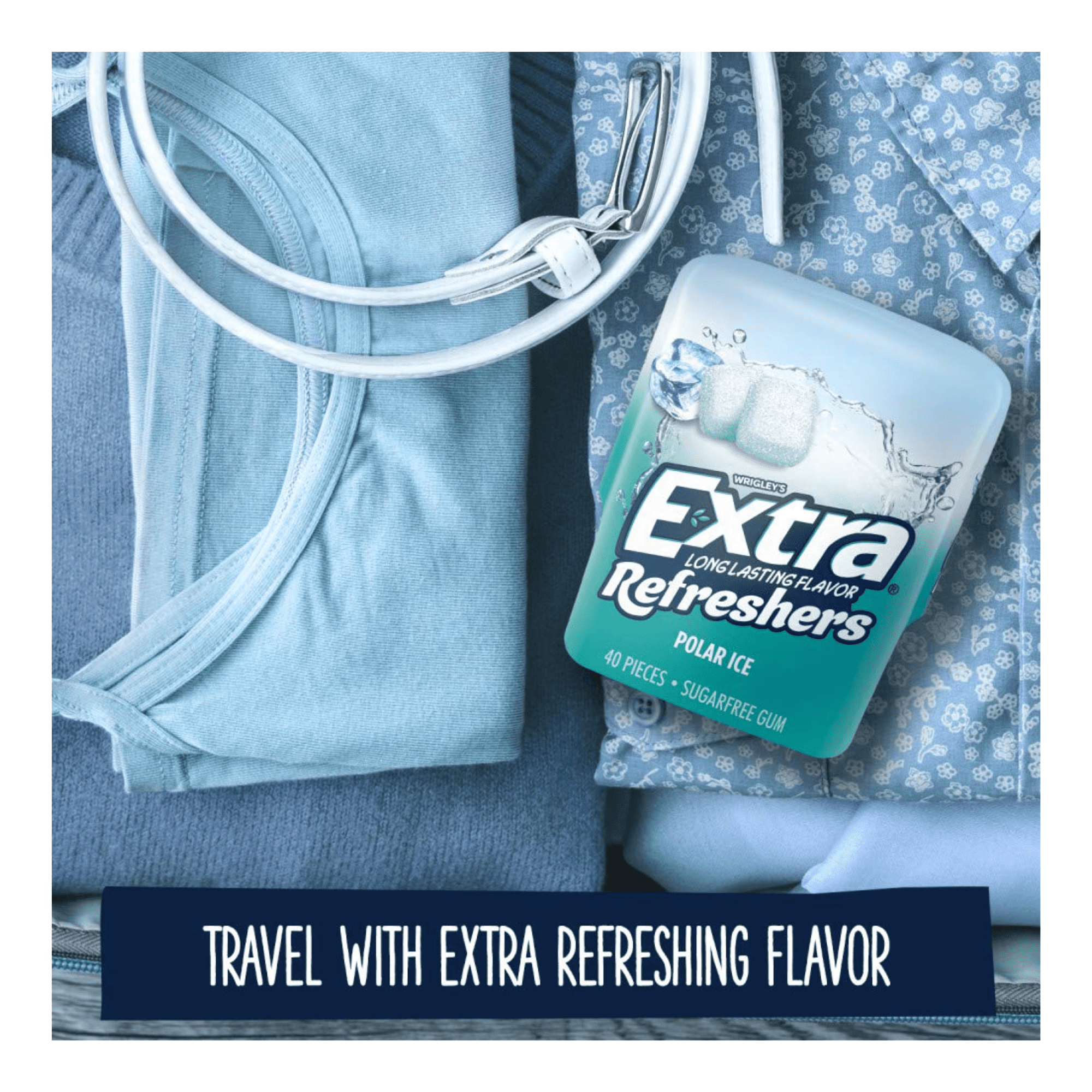 EXTRA Refreshers POLAR ICE Sugar Free Chewing Gum Bulk, 40 Pieces Per Gum Bottle 320 Pieces Total (Pack of 8)