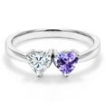 thumbnail image 3 of Gem Stone King 925 Sterling Silver Blue Tanzanite Ring Set with Moissanite (0.92 Cttw) (Size 5), 3 of 6