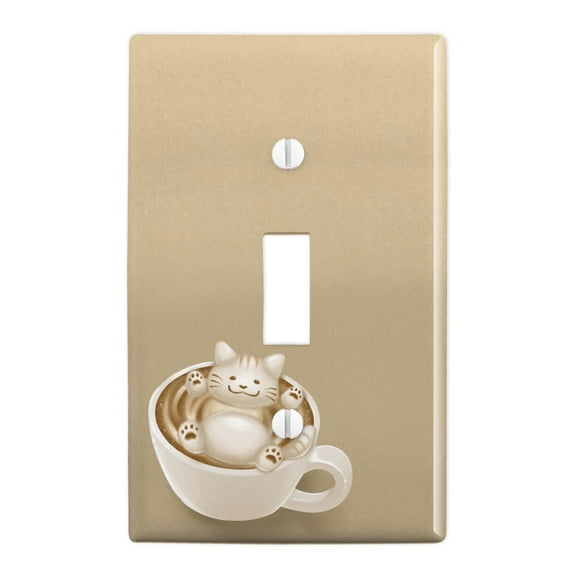 Foamy Cat Latte Art Plastic Wall Decor Toggle Light Switch Plate Cover