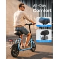 thumbnail image 4 of MIHOVER Electric Scooter with Seat for Adults & Seniors, 450W Comfortable Commuter Scooter with Basket, 12" Tires, 15 Mile Range, UL2272 Certified - Blue, 4 of 9
