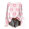 thumbnail image 4 of Tiweut Women Valentines Day Sweater Long Sleeve Embroidery Heart Sweater Oversized Knitted Pullover Jumper Tops,Pink1,XL, 4 of 4