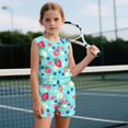 thumbnail image 3 of chaqlin Strawberries-Blue Print Girls Summer Clothes Two Piece Outfits - Sleeveless Tank Top & Soft Elastic Waist Shorts with Pockets for Running Yoga, 3 of 7