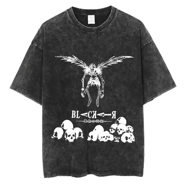 Death Notes Anime lavado manga corta cuello redondo Y2k camiseta hombres ropa nueva en Top & Tees camiseta para hombre Camisetas 50830