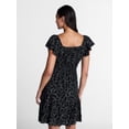 thumbnail image 4 of Time and Tru Women's Tie Waist Mini Dress with Flutter Sleeves, Sizes XS-XXXL, 4 of 6