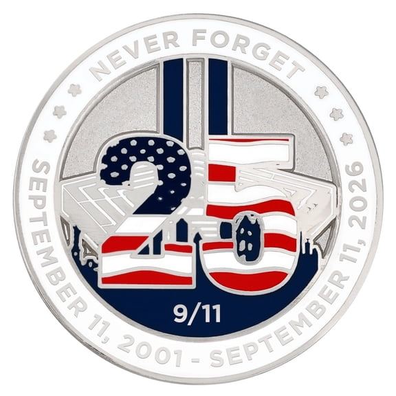 PinMart's September 11th 25th Anniversary Enamel Pin - 9/11 Memorial and Pentagon Remembrance – Commemorative Enamel Pins for Veterans, First Responders, and Supporters