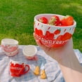 thumbnail image 2 of Cuencos de leche con forma de fresa, estilo Ins, bonitos y dulces, cuencos creativos de cerámica grandes para ensalada de frutas, taza para el desayuno en casa, cuencos, regalo para niñas, 2 of 5