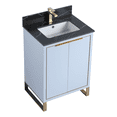 thumbnail image 3 of Fine Fixtures Opulence Collection 24 in. W x 18 in. D x 33 in. H Bathroom Vanity in Pastel Blue with Black Marble Sintered Stone Sink - Satin Brass hardware, 3 of 8