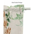 thumbnail image 5 of Boho Art Linen Curtain Valance for Bedroom/Bathroom/Kitchen/Office/Living/Dining Room Window,Modern Abstract Tropical Leaves Green Brown Rod Pocket Topper Decorative Cafe Drapes Panel 42"x18", 5 of 6