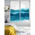 thumbnail image 3 of Abstract Waves Sheer Curtains 63 Inches Long 2 Panels Summer Navy Blue Wave Gradient Nature Light Filtering Semi Sheer Window Curtains Drapes for Bedroom Living Room 52"x63", 3 of 7