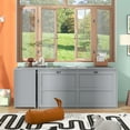 thumbnail image 2 of Euroco Queen Size Murphy Bed with Rotable Desk and Shelf for Living Room, Sapce-Saving & Easy Open and Close, Gray, 2 of 23