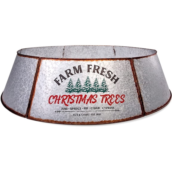 Galvanized Tree Collar - Large To Small Christmas Tree. Adjustable Metal Skirt, Christmas