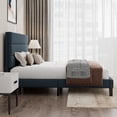 thumbnail image 4 of Sha Cerlin King Size Platform Bed Frame with Upholstered Fabric Headboard, Blue, 4 of 9