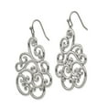 thumbnail image 3 of Chisel Stainless Steel Polished Filigree CZ Dangle Shepherd Hook Earrings, 3 of 4