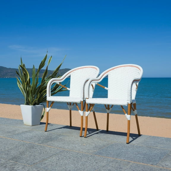 SAFAVIEH California Outdoor Patio Armchair, White, Set of 2