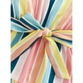 thumbnail image 6 of Little Girls Summer Strap Cami Dress Colorful Stripes Printed Bow Belted Princess Dress, 6 of 8