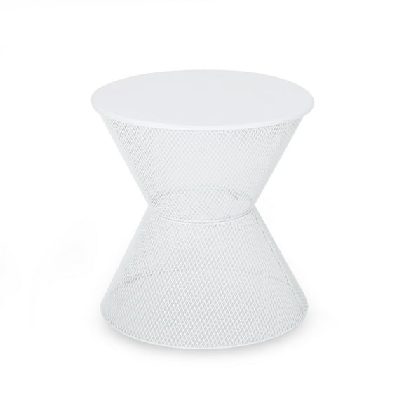 Tristian Modern Outdoor Iron Side Table, Matte White