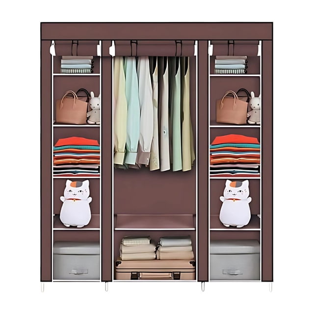 Ropero Rack Closet Armable Guarda Ropa Practiksa Recamara Organización Color Marrón