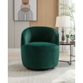 thumbnail image 2 of Swivel Barrel Chair, Modern Round Accent Chair with Black Powder Coating Metal Base, Teddy Fabric Single Sofa Chair for Living ROOM, Bedroom（Green）, 2 of 9