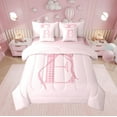 thumbnail image 2 of Erosebridal Princess Bow Bedding Sets Full Size, Pink Buffalo Comforter Sets with Sheets, Initial E Letter Decor, Reversible 7-Piece, 2 of 5