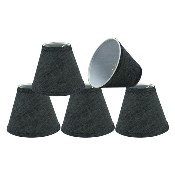 Aspen Creative 32120-5 Small Hardback Empire Shape Chandelier Clip-On Lamp Shade Set (5 Pack), Transitional Design in Grey-Blue, 6" bottom width (3" x 6" x 5")