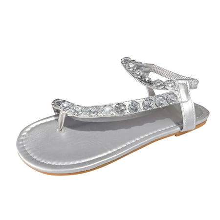 

Ediodpoh Women s Summer Fashion Clip Toe Sticky Diamond Cool Slippers Casual Comfortable Outdoor Beach Sandals Summer Sandals Silver 8.5(41)