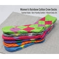 thumbnail image 3 of Glory Max Women's Assorted Colors Argyle Design Cotton Crew Socks Size 9-11 6 Pairs, 3 of 5