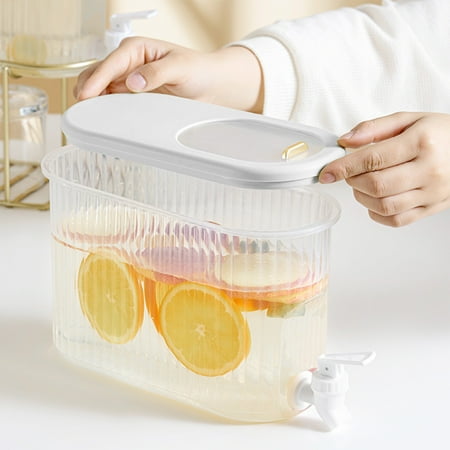 

3.5L Cold Kettle With Faucet In Refrigerator Large Capacity Water Iced Juice Lemonade Water Jug Fruit Teapot Bucket Drink Container For Garden Home Party