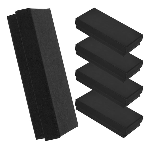 Hemoton 5pcs Kraft Papers Jewelry Present Boxes Black Cardboard Watch Storage Box Necklace Earring Box For Necklace Ring Earring Display Box