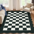 thumbnail image 2 of Garvee 8'x10' Scalloped Area Rugs Modern Checkered Carpet, Washable Non-Slip Rug Contemporary Floor Mats for Living Room Bedroom Dining Room, Black White, 2 of 8