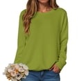 thumbnail image 2 of larppty Womens Sweatshirts Crewneck Basic Pullover Sweaters Fall Winter Cute Tops Teen Girls Clothes 2025 (Green, 3XL), 2 of 5