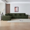 thumbnail image 5 of 108 × 108'' Modular Sectional Couch, Modern L-Shape Sectional Sofa, Comfy Lambswool Fabric Living Room Sofa, Free Combination L-Shape Sectional Floor Sofa Sleeper Sofa Bed ,Green, 5 of 6