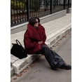 thumbnail image 6 of Womens Faux Fur Coat Faux Fur Jacket Long Sleeve Lapel Furry Winter Jackets Parka Short Coat Wine Red S, 6 of 8