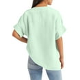 thumbnail image 5 of ZHISHIMINGJUN Pajama-Level Comfortable Softness Loose Fit Short Sleeve Shirt Light Green 85% Long-Staple Cotton Breathable & Sweat-Free Hand Wash Resistant, 5 of 5
