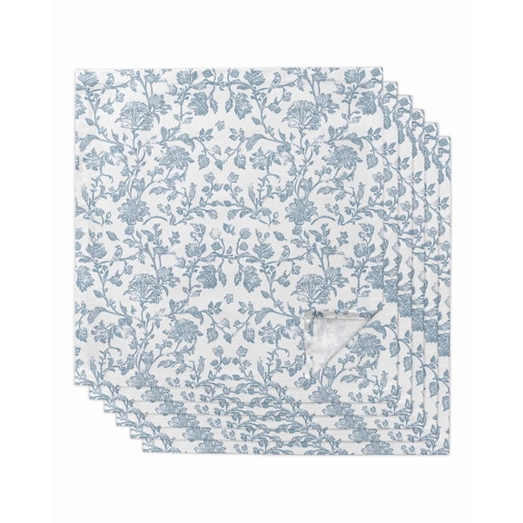 Hokiten Kitchen Dinner Napkins Set of 6 Light Blue Flower Cloth Napkins Reusable Washable Table Napkins for Weddings Cocktail Parties Holiday Table Decor 20x20 Inch