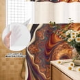 thumbnail image 3 of No Hook Shower Curtain, Brown Orange Black Shower Curtains for Bathroom with See Through Top Window, Modern Tie-dyeing Ombre Abstract Art Waterproof & Washable Bath Curtain Extra Long 72"x84", 3 of 9