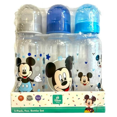 BABY BOTTLE SET 3 - BOYS 253 - MICKEY MOUSE CIRCLE - DISNEY - 9 oz BPA FREE