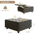 thumbnail image 3 of 32-Inch Large Storage Ottoman with Lift-Top Coffee Table, Button-Tufted Design & Wooden Legs, Oversized Footstool for Living Room Storage, Dark Grey, 3 of 8