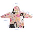 thumbnail image 7 of Bernese Mountain Dogs with Pioneer Flower Blanket Hoodies for Kids 6-13YR Oversize Wearable Blanket Hoodies for Boys Girls Teens, 7 of 7