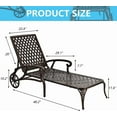 thumbnail image 2 of Cast Aluminum Outdoor Chaise Lounge Chair with 3-Position Adjustable Backrest, Outdoor Tanning Chair with Moveable Wheels for Backyard, Porch, Pool, Balcony Deck, White, 2 of 9