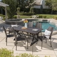 thumbnail image 2 of GDF Studio Marca Outdoor Wicker and Aluminum 7 Piece Dining Set, Multibrown, Brown, and Black, 2 of 13